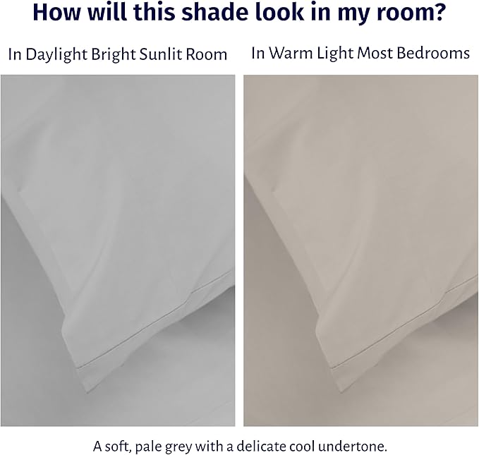 California Design Den Certified 100% Egyptian Cotton Sheets Queen Size Bed Set - Queen Sheet Set Percale with Deep Pockets, Lightweight, Crisp, Cool & Durable Luxury Bedding - Light Grey