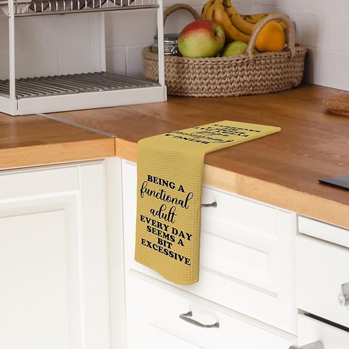 Funny Sarcastic Adult Yellow Dish Towels 16x24 Inches, Decorative Absorbent Hand Tea Kitchen Bathroom Towels