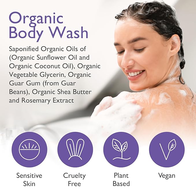 SoCal Suds & Company Organic Shea Butter Body Wash – Lavender Liquid Soap for Hand & Body, Moisturizing Shower Gel, Daily Body Wash for Women, Men & Unisex, Gentle Skin Care & Protection - (12oz)