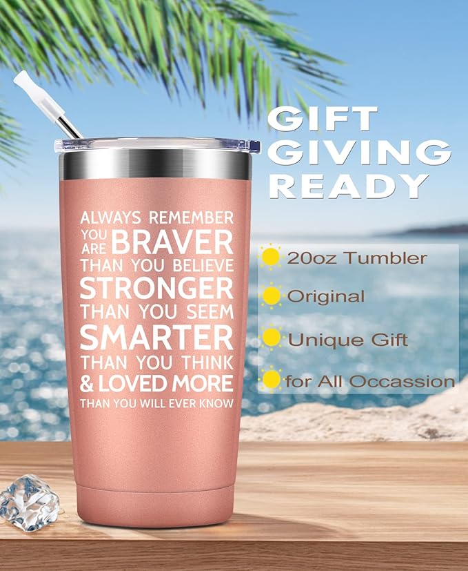 MASGALACC Inspirational Birthday Gift for Women Best Friend - Valentines Day Gifts for Women Sister- Encouragement Motivational 20 Oz Stainless Steel Tumbler Mug