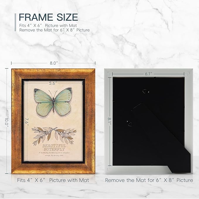 XUANLUO 6x8 Picture Frames Set of 4 Rustic Retro Photo Frame with HD Plastic Cover for Wall Mount and Tabletop Display Family Friends Wedding Gift