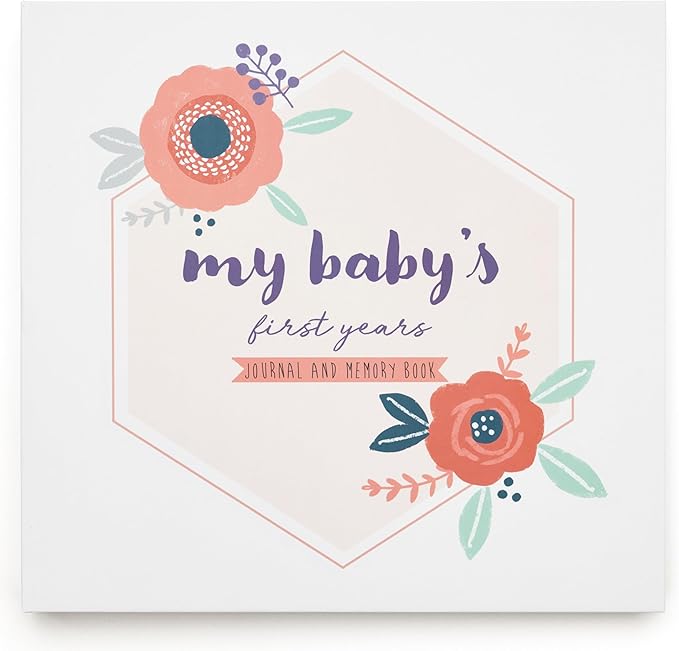 Baby Memory Book Girl - Keepsake Journal and Scrapbook Photo Album for Girls First 5 Years, Baby Milestones, Floral, Hardcover