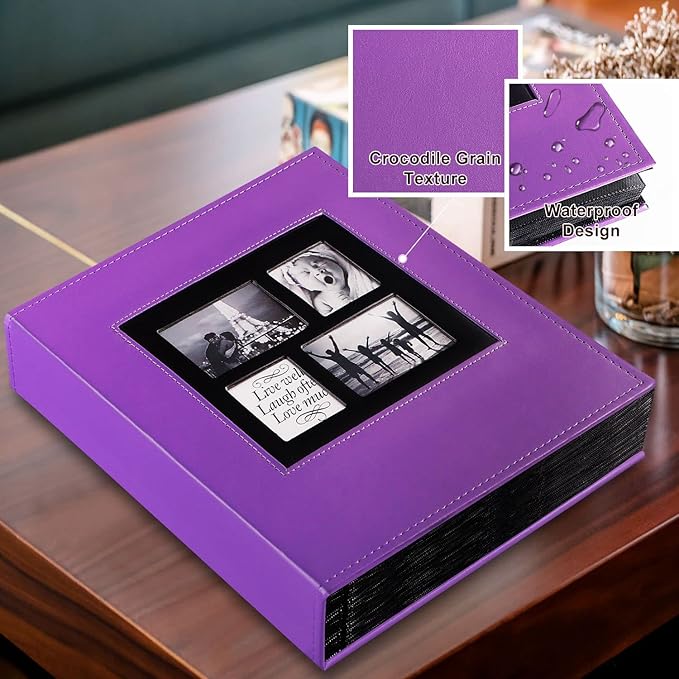 Ywlake Photo Album 4x6 500 Pockets Photos, Extra Large Capacity Family Wedding Picture Albums Holds 500 Horizontal and Vertical Photos Purple