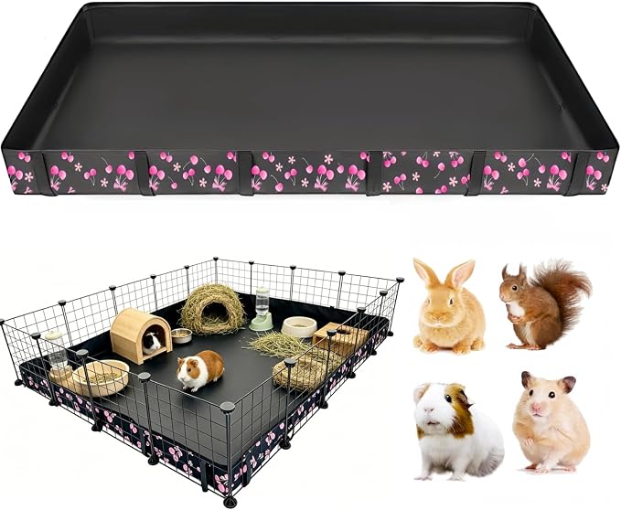 DZWLKJ Waterproof Guinea Pig Cage Liner,Washable Tarp Bottom Base,Cherry Graphic,48"x60", Reusable for Rabbit, Chinchilla, Hedgehog, Ferret & Other Small Animals.