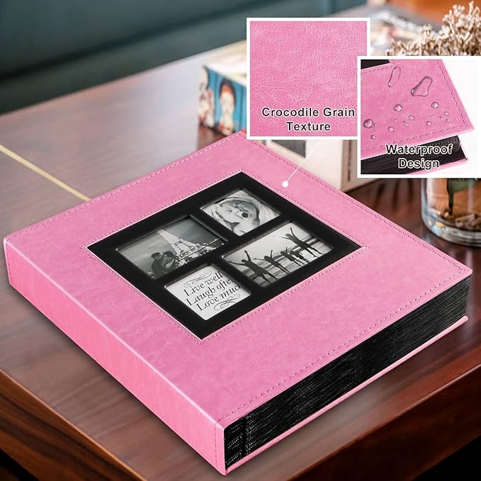 Ywlake Photo Album 4x6 600 Pockets Photos, Extra Large Capacity Family Wedding Picture Albums Holds 600 Horizontal and Vertical Photos Pink