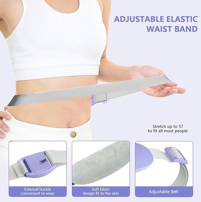 LISACOOL Portable Ccordless Heating Pad for Period Cramps Electric Waist Belt Device Portable Heatings Pad with 3 Heat Levels and 3 Massage Modes Birthday Gifts for Women and Girls (Purple)