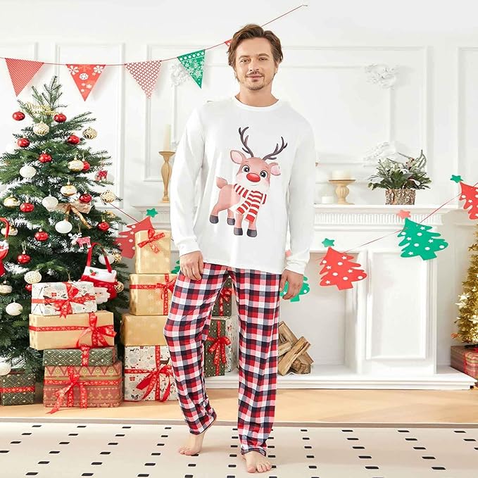 Matching Family Christmas Pajamas Set Elk/Tree/Plaid Holiday Sleepwear Xmas Family Jammies