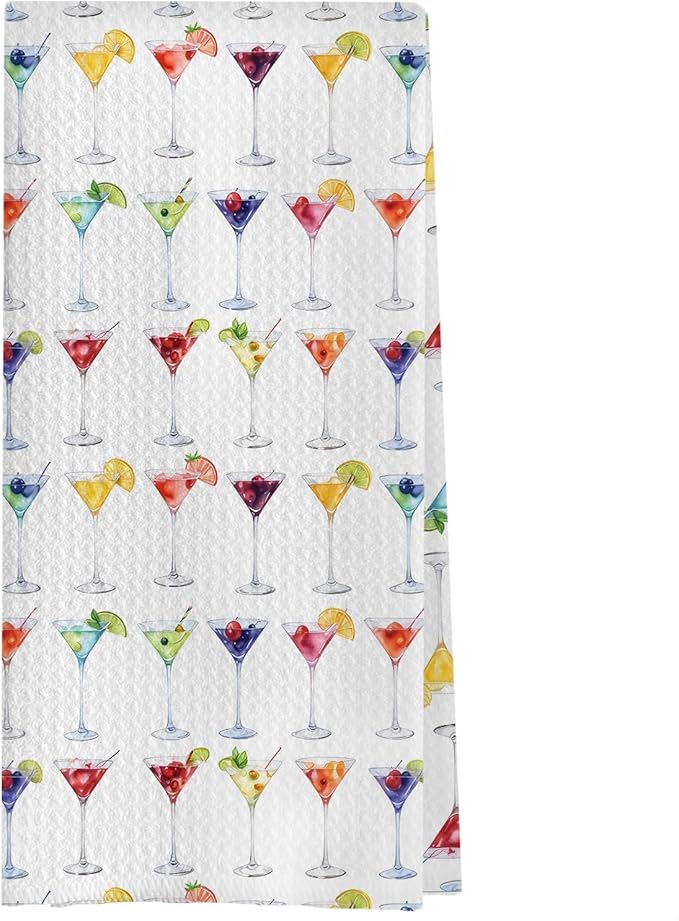 Dirty Martini Kitchen Towels - Cocktail Party Decorative Waffle Dish Towels, Martini Decorations Hand Tea Towel, A Tiny Bit Older Party Decor, 16x24 Inch