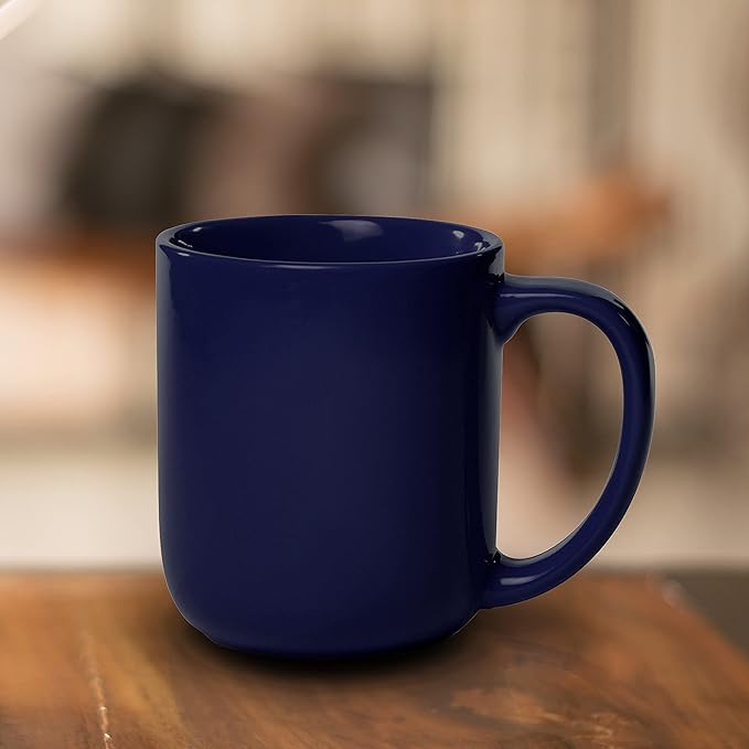 DISCOUNT PROMOS Vibrant Color Glossy Ceramic Mugs 16 oz. Set of 10, Bulk Pack - Perfect for Tea, Espresso, Cappuccino, Hot Cocoa - Cobalt Blue