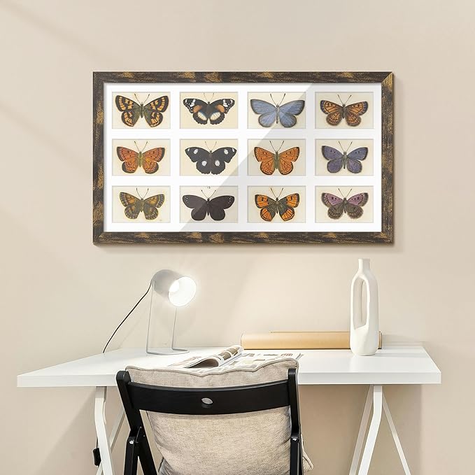 14x26 Collage Picture Frame 4x6 Collage Picture Frame Displays Twelve 4x6 inch Photos Available Horizontal Wall Mounting Display and Vertical Brown