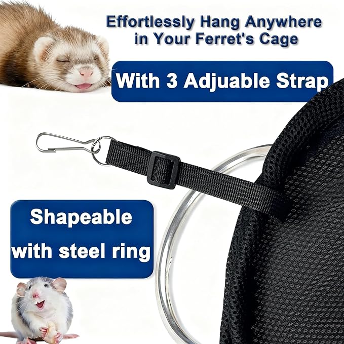 Round Ferret Bed Hammock12 Inch, Breathable Mesh Hanging Bed for all Ferret Nation/Midwest Cages, Cozy Donut Cuddle Pod for Sleeping ,Perfect Round Shape for Natural Sleep
