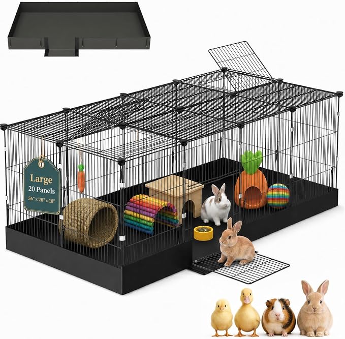 Guinea Pig Cages DIY Small Animal Playpen with Waterproof Liner, Expandable Cage for Guinea Pigs, Metal Wire Yard Fence Rabbit Cage