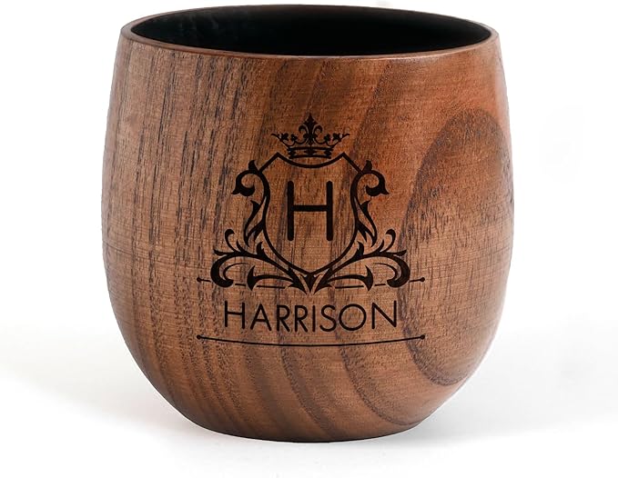 Personalized Whiskey Glasses Custom Wooden Whiskey Glass Groomsmen Gifts Bourbon Drinking Glasses Gifts with Any Text for Birthday Christmas Fathers Day Wedding (Design 5)