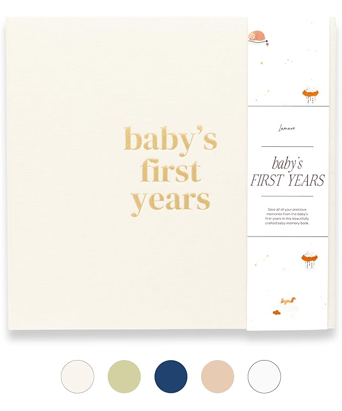 Lamare Baby First Year Book – Baby Memory Book for Girls & Boys - Baby Milestone Book from Pregnancy to Childhood – Cute Baby Book Keepsake Gift