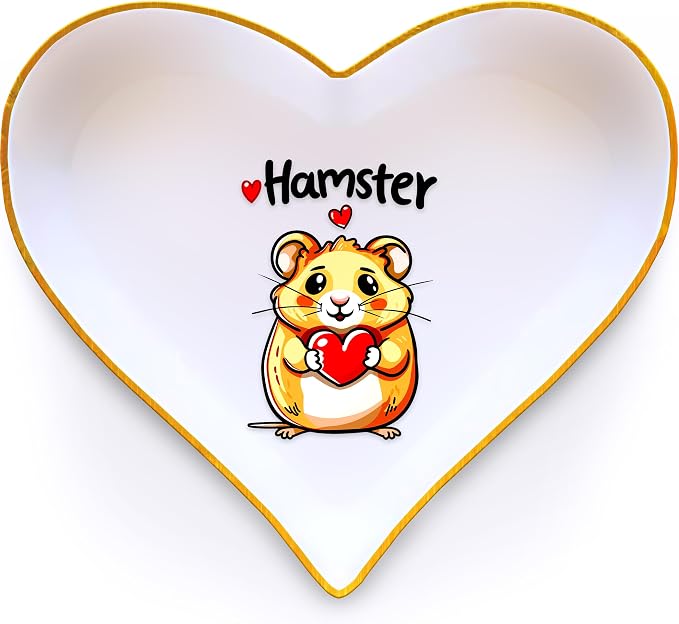 Hamster Ring Holder Dish Tray, Gifts For Women Teens Girls, Hamster Lovers Themed Stuff Accessories Things Decor Merch, Home Room Ring Earrings Necklace Organizer Holder!