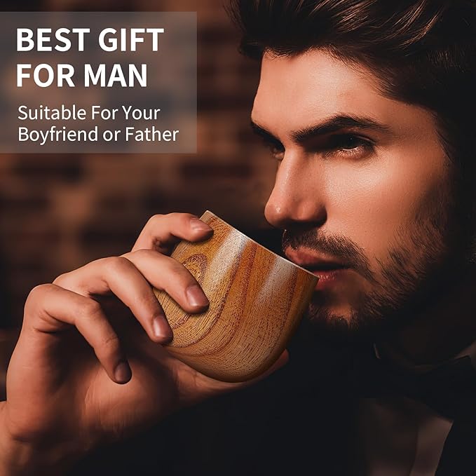 Wooden Whiskey Glass Gifts For Men - Charred Wood Bourbon Whiskey Glasses, Perfect for Men Who Have Everything, Gift for Dad or Boyfriend on Father's Day, Birthday, Christmas, Thanksgiving (1 Pack)
