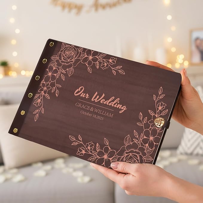 Personalized Wedding Scrapbook Album, Photo Album for Couples Handmade, Custom Wedding Guest Book Anniversary Keepsake Gifts