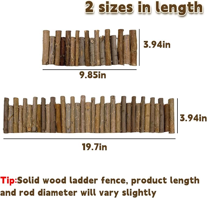 Bendable Hamster Bridge Fence 19.7&9.8In Wooden Hamster Ladder Rat ClimbingToys Cage Accessories for Syrian Hamster Gerbil Mouse