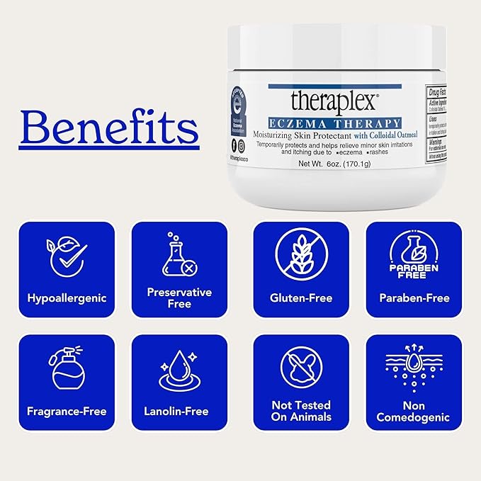 Theraplex Eczema Cream for Eczema Treatment 3oz - TSA Compliant Anti Itch Cream with Colloidal Oatmeal, Calming for Sensitive Skin - Soothing Relief