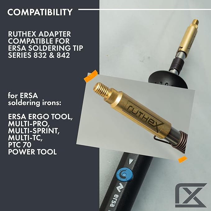 ruthex 2x Soldering Tip adapter for ERSA series 832, 842 & 102 - Soldering Iron Tip compatible with ERSA Soldering Iron i-Tool Pico, PTC 70 for inserting threaded inserts in 3D printing
