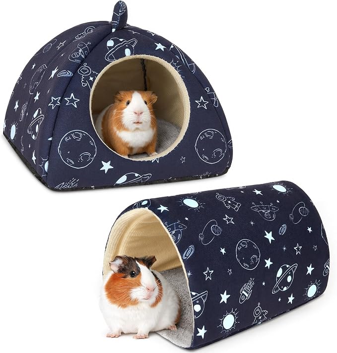 Bienbee Guinea Pig Hideout, 2 Piece Washable Set for Small Animals Small | Guinea Pig Bed With Soft Plush, Resilient Padding, and Easy Machine Washing for Resting Hiding and Tunnel Playing