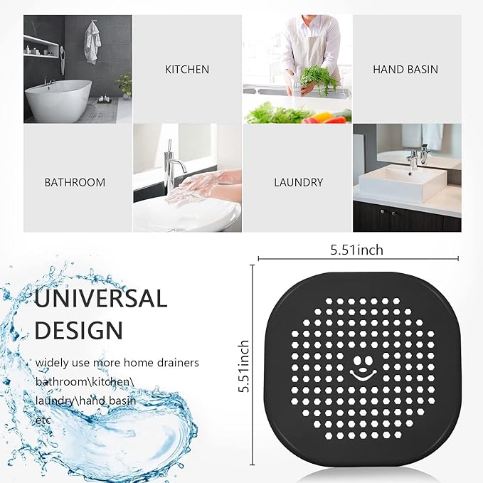 2 Pack Drain Hair Catcher Silicone Shower Drain Protector Sink Drain Strainer Hair Stopper for Shower Kitchen Bathroom Tub Brown 5.5 x 5.5 x 0.04 inches