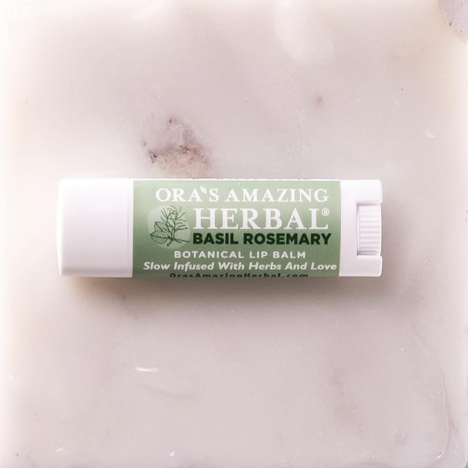 Natural Lip Balm, Perioral Dermatitis Treatment, Calendula, Healing Lip Balm with Immune Supportive Basil & Rosemary Essential Oil, Organic Coconut Oil, 2 Pak, Ora's Amazing Herbal
