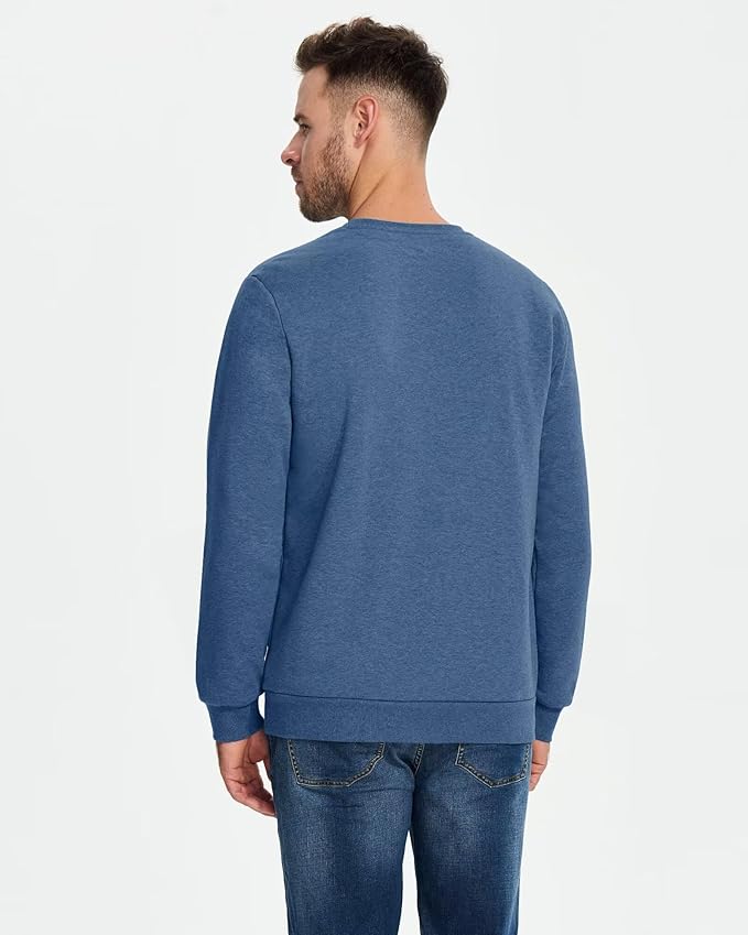 Boladeci Men's Full Sherpa Lined Crewneck Sweatshirts Heavy-weight Fleece Pullover Thick Thermal Long Sleeve Cotton