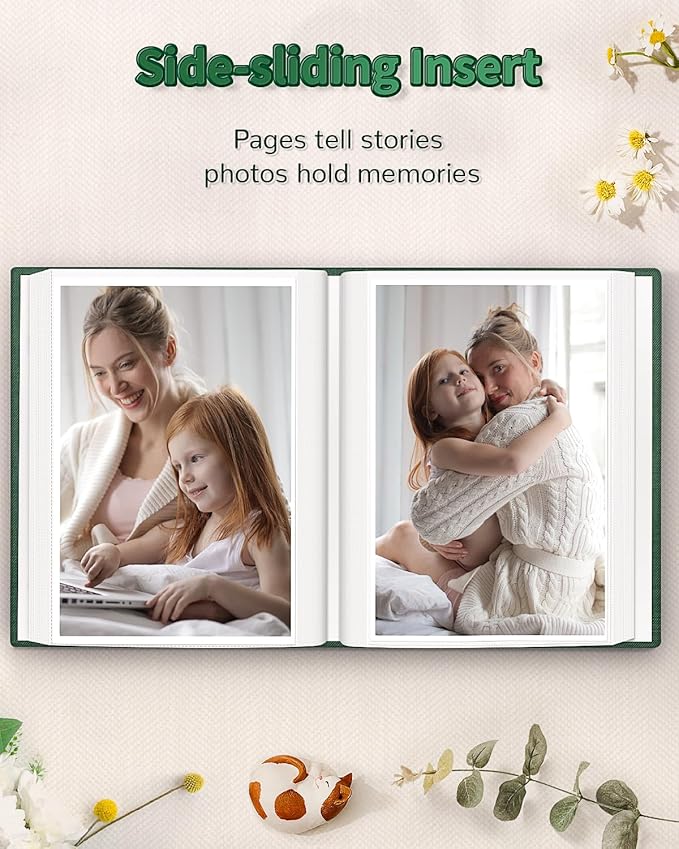Photo Album 4x6 with 100 Pockets,Slip-in Picture Albums,Linen Cover Memory Book with Front Window,White Page Vertical Photo Book for Wedding,Family,Anniversare,Baby,Vacation