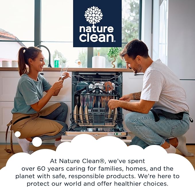 Nature Clean All Natural Dishwasher Rinse Aid Cleaner, Liquid Dishwasher Rinse Agent for Spot-Free Glass & Cutlery in Hard Water, Non Toxic Dish Washer Rinse Aid & Stain Remover, 8 oz/250ml, Pack of 1