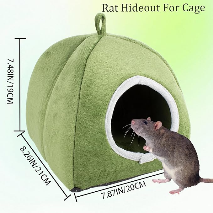 Squirrel Hideout Nest, Washable Bed & Hideaway House | Soft Plush Cozy Warm Fleece Hut for Hamster Rat Chipmunks and Other Small Animals Cage Supplies Warm House