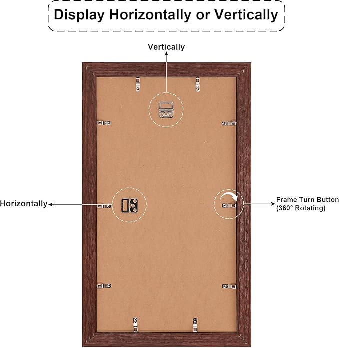 11.8x21.8 Picture Frame Display 8 opening 4X6 Picture Frame Collage,Multi Photo Frame with Mat,Plexiglass,Wall or Tabletop Decor,Walnut Wood Grain
