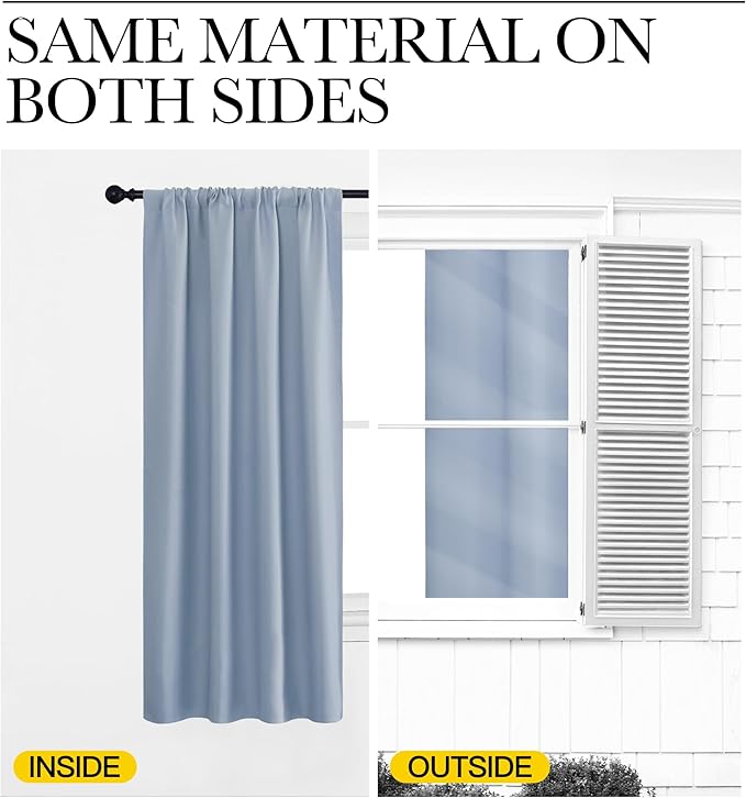 NICETOWN Blackout Curtains for Bedroom, Blackout Curtain Panels, Vintage Blue, 1 Pair, 70 by 63-inch, Window Treatment Energy Saving Thermal Insulated Solid Rod Pocket Blackout Drapes/Draperies