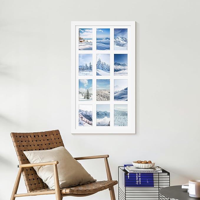 14x26 Collage Picture Frame 4x6 Collage Picture Frame Displays Twelve 4x6 inch Photos Available Horizontal Wall Mounting Display and Vertical White