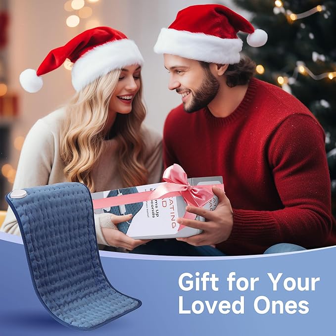 Heating Pads for Back Neck Shoulder Pain, Electric Heating Pad Auto Shut Off, Fast Heat, Large Heating Pad Christmas Gift for Women Men, Birthday Gifts for Mom Dad (Blue)