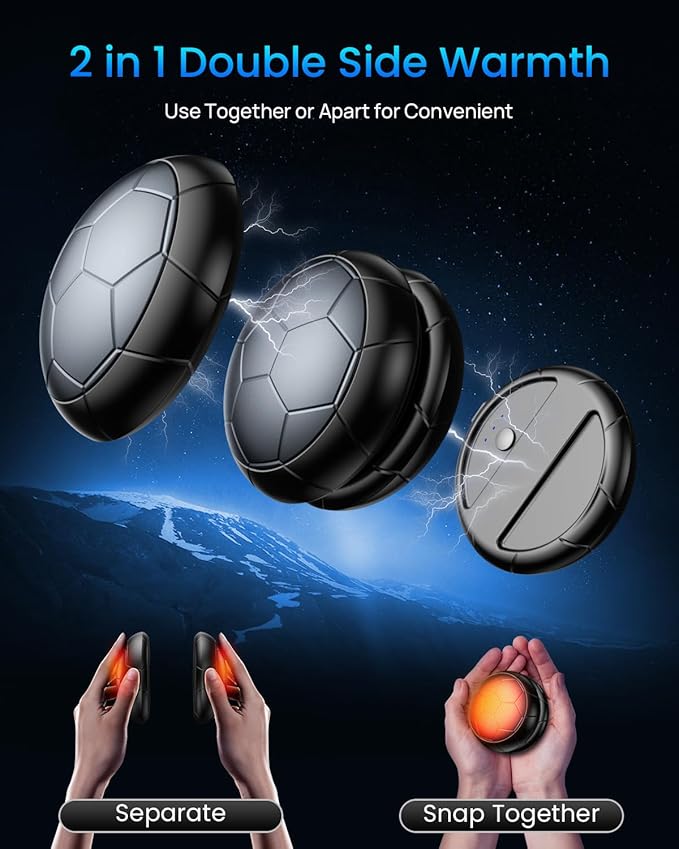 AJVV Hand Warmers Rechargeable 2 Pack丨Electric Hand Warmer, Up to 24hrs & 3s Fast Heating, Magnetic Portable Handwarmers, for Men, Kids, Raynauds, Hunting, Ski