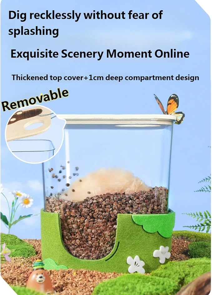 Hamster Sand Bath Box for Depth Digging Activity and Instincts Simulation with Transparents Viewing Panel