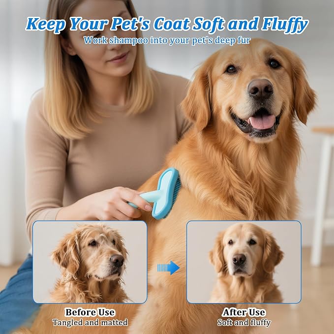 Guinea Pig and Bunny Brush, Beauty Silicone Brush, Soft Smoothing Dog Brush, Shedding Season Helps Untangle Mats and Comb Loose Fur for Chinchillas, Bunnys, Guinea Pigs and Puppies (Blue)