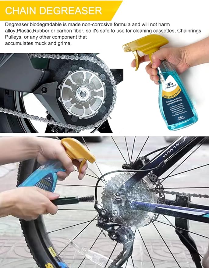 Bike Cleaner kit,Perfect kit to Clean/Protect/Lube Bicycle,with Chain Scrubber,Cleaning Brush Tool