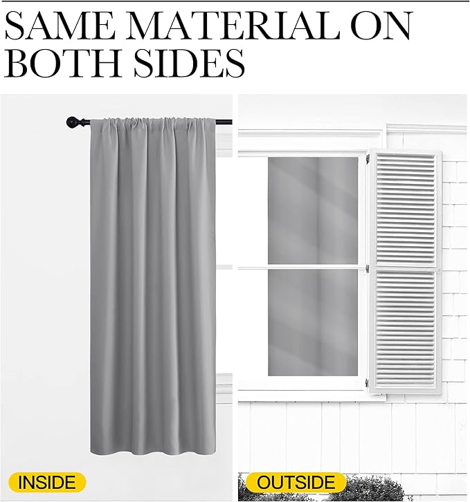 NICETOWN Short Curtains for Small Window - Home Decoration Thermal Insulated Rod Pocket Blackout Blinds & Drapes for Small Windows (Silver Grey, 2 Panels, W42 x L54 -Inch)