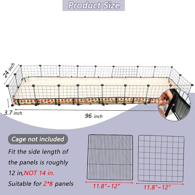 Guinea Pig Cage Liner，Washable Waterproof Oxford Cloth Cage Liners for Small Animals,Hamster Chinchilla Hedgehog Rabbit and Other Small Animals Not Include Cage(24x96 inches)