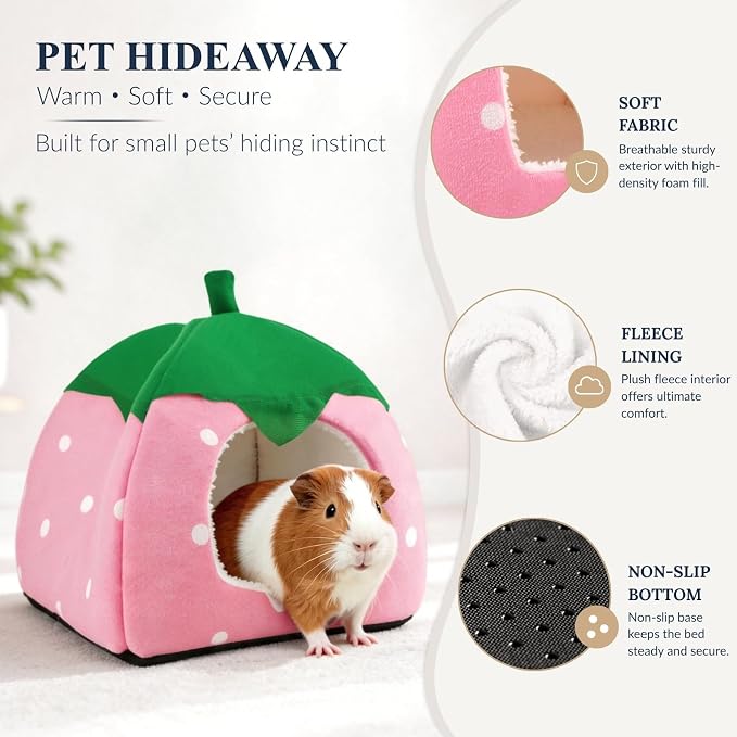 Guinea Pig Hideout, 2 Pack Dwarf Rabbit House Bed | Cozy Hide-Out for Hedgehog Chinchilla Ferret & Other Small Animals, Cage Accessories