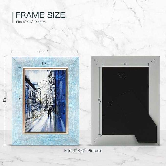 XUANLUO 4x6 Picture Frames Set of 4 Rustic Retro Photo Frame with HD Plastic Cover for Wall Mount and Tabletop Display Family Friends Wedding Gift