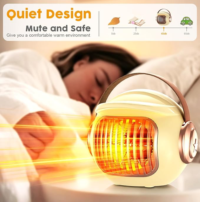 Space heaters for indoor use, mini portable heater desk heater for office,2S Efficient Heating, Tip-Over & Overheat Protection, Quiet Small Desk Heater for Office Home Bedroom