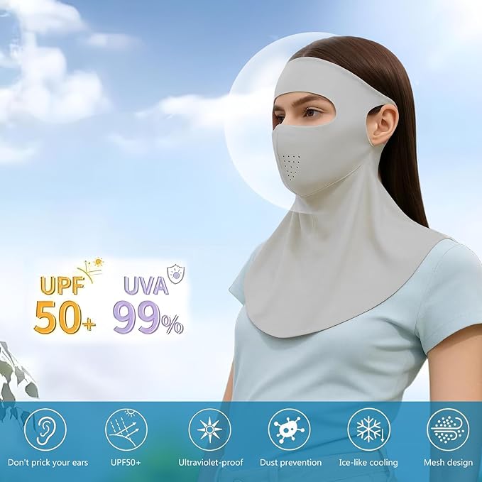 PROUDDEMON Summer Sun Protection Women Face Neck Shield Cover, Sun UV Protection Men Face Neck Bandana
