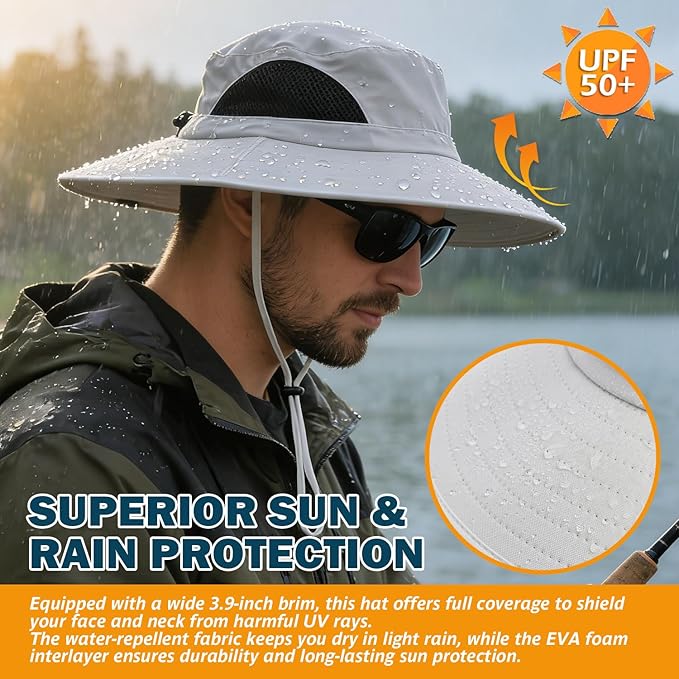 EINSKEY Wide Brim Sun Hat, UPF 50+ UV Protection Waterproof Packable Bucket Hat for Men & Women, Fishing Hiking Beach Garden