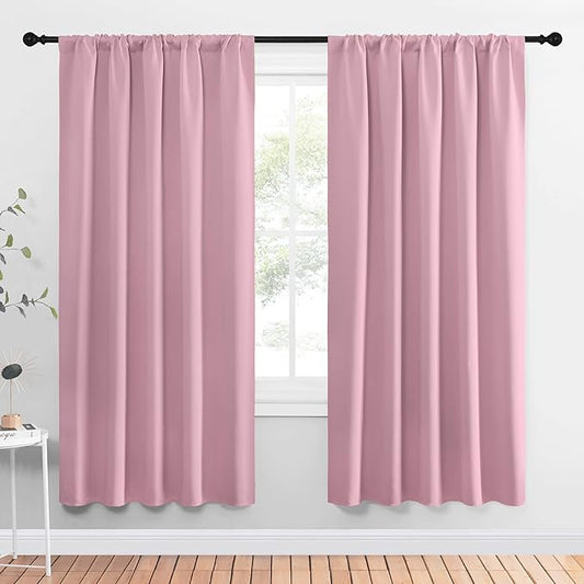 NICETOWN Window Curtains Blackout Drapes, Rouge Pink, 1 Pair, 52 by 72-Inch, Thermal Insulated Solid Rod Pocket Blackout Curtains/Draperies for Living Room