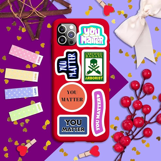 100Pcs You Matter Stickers for Water Bottle and Laptop - Encouragement Party Supplies & Decorations, Waterproof Vinyl Positive Decals, Inspirational Stickers Laptop Decals, Gifts for Women & Men