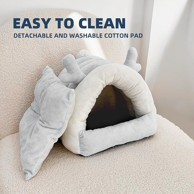 Guinea Pig Hideout, Warm Bed for Guinea Pig,Rabbits, Chinchillas, Guinea Pig Bed, Cozy Small Animal Winter Shelter (Gray, Small)