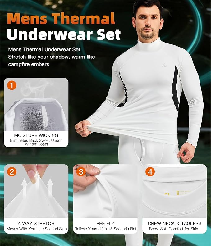 CL convallaria Thermal Underwear Long Johns Set Mens Winter Gift Hunting Gear Sport Base Layer Bottom Top